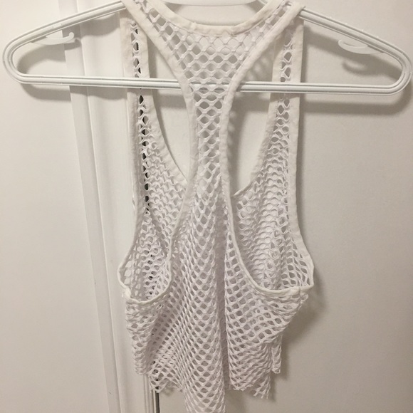 Women’s Cute White Diamond Shape Fishnet Blouse Top See Through Small Festival - Picture 2 of 2